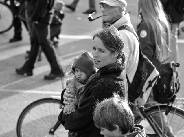 We live close to Denmark's main camp housing asylum seekers. A number of years ago a large protest march in favour of refused asylum seekers was arranged. The participants ranged from groups of well meaning grandparents to anarchists, known to use violence on such occasions. It was sad and shocking to see parents taking their babies and young children right up to the front of the demonstration. They returned complaining when the police were eventually forced to use tear gas, an event that they must have anticipated as a possibility. For best viewing click on image to enlarge. Camera Nikon D300
